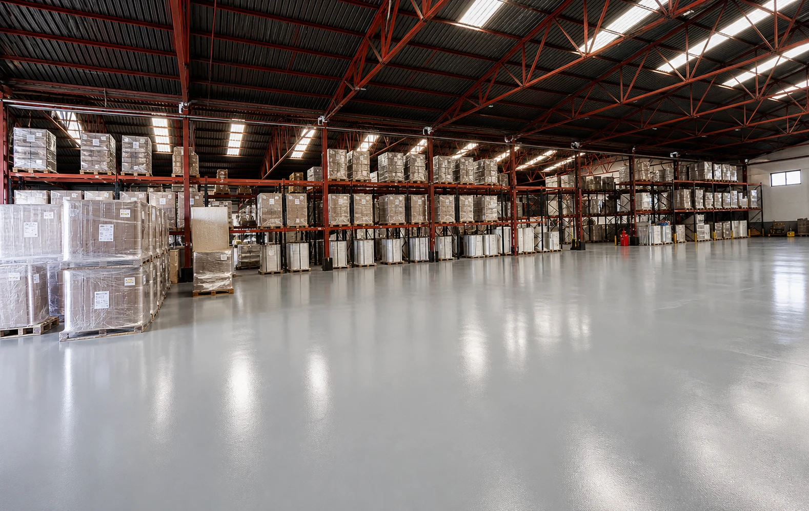 Almacén industrial de Logipack con stock preparado para distribución